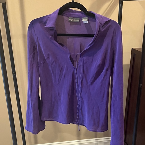 Banana Republic Tops - Y2K Banana Republic Purple Silk Sheer Long-Sleeve Top - Vintage